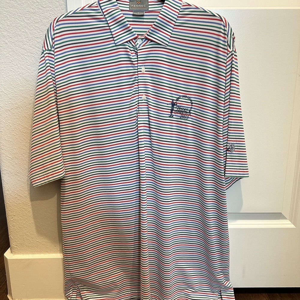 Bent Tree Country Club Logo- 2015 Texas Amateur Striped Polo Shirt - Men’s Large